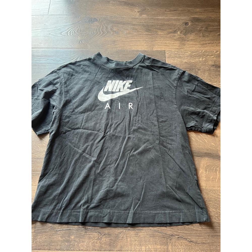 Nike Air Mens Graphic T-Shirt Black White Swoosh Logo Crew Neck Size M